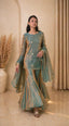 Sea Green Fandy Top Sharara Set ClothsVilla