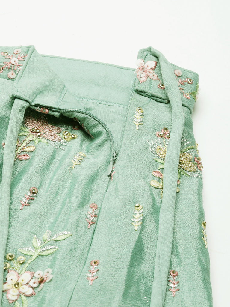 Sea Green Georgette heavy Sequinse embroidery Semi-Stitched Lehenga choli & Dupatta Clothsvilla