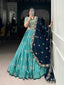 Sky Blue Designer Slab Silk Embroidered Lehenga Choli Set with Chiffon Dupatta ClothsVilla