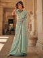 Sky Blue Elegant Banarasi Silk Blend Woven Saree with Tassel Detailing ClothsVilla