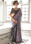 Sky Blue Elegant Satin Crepe Saree – Luxurious & Graceful Drape ClothsVilla