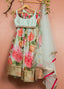 Sky Blue Floral Digital Printed Georgette Lehenga with Foil & Sequins, Art Silk Un-Stitched Blouse with Mirror Work, and Butterfly Net Dupatta – Semi-Stitched Ethnic Set ClothsVilla