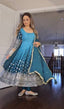 Sky Blue legant Dual-Tone Chinon Silk Anarkali Gown Set – Embroidered Party Wear