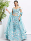 Sky blue Organza Sequins, Zarkan and thread embroidery Semi-Stitched Lehenga choli & Dupatta ClothsVilla