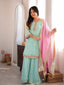Sky Blue Premium Designer Sharara Set ClothsVilla