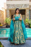 Sky Blue Premium Digital Printed Organza Anarkali Gown Set with Designer Dupatta ClothsVilla