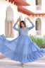 Sky Blue Royal Faux Georgette Embroidered Gown with Sequins & Zari Work – Three-Layer Frill Stitched Gown with Cotton Lining and Matching Dupatta ClothsVilla