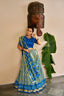 Sky Blue Silk Print Lehenga with Lace Dupatta ClothsVilla