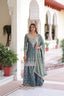 Smoke Gray Fendi Silk Coding Sequins Embroidered Kurti with Sharara & Designer Dupatta – Full Cotton Inner Party & Festive Wear Set ClothsVilla