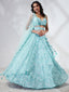 Stunning Turquoise Blue Sequin Embroidered Lehenga Choli Set ClothsVilla