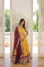 Stunning Viscose Jacquard Yellow Lehenga Set with Embroidered Sequins and Faux Blooming Dupatta ClothsVilla