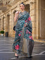 Teal Blue Elegant Brasso Madurai Saree with Unstitched Blouse Piece Clothsvilla
