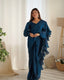 Teal Blue Premium Ready-to-Wear Organza Ruffle Saree with Stitched Blouse