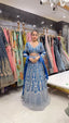 Teal Blue Stunning Faux Georgette Semi-Stitched Lehenga Choli Set with Cording Dori & Sequin Work ClothsVilla