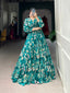 Teal Floral Elegance Georgette Chex Co-ord Set – Effortless Grace & Style