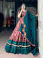 Teal Silk Printed Lehenga Choli Set ClothsVilla