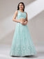 Turquoise Blue Net Gotapatti Work Semi-Stitched Lehenga & Unstitched Blouse, Dupatta Clothsvilla