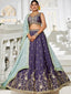 Violet Elegant Chiffon Embroidered Lehenga Set with Dupatta & Blouse ClothsVilla