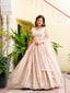Warm Peach Luxurious Faux Georgette Zari & Sequin Embroidered Semi-Stitched Lehenga Choli with Net Embroidered Dupatta ClothsVilla