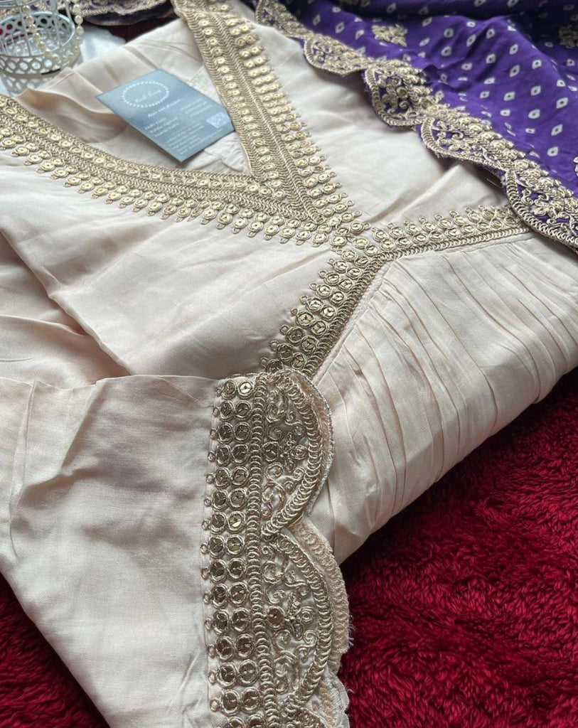 White Alia Cut Suit Set - Party Wear Dress with Gorgeous Dupatta & Pants ClothsVilla