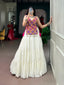 White Cotton Gamthi Work Lehenga Set ClothsVilla