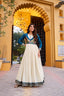 White Designer Zari Work Full Gown ClothsVilla
