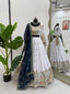 White Elegant Faux Georgette Lehenga Choli Set with Heavy Embroidery & Dupatta ClothsVilla