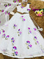 White Hand-Painted Organza Silk Lehenga Set ClothsVilla