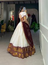 Load image into Gallery viewer, White Kalyani Cotton Lehenga Choli Set with Flowy Georgette Dupatta for Timeless Elegance ClothsVilla