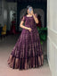 Wine Bandhej Print Dress ClothsVilla