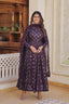 Wine Color Sequined Embroidered Gown with Dupatta Set ClothsVilla