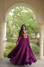 Wine Gamthi Mirror Work Gown ClothsVilla