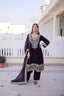 Wine Velvet Embroidered Top Pant Set ClothsVilla