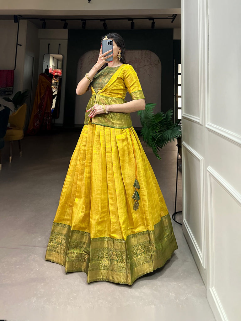 Yellow Color Regal Kanjivaram Co-ord Set: Elegance Redefined for Modern Queens ClothsVilla
