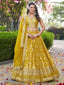 Yellow Dola Silk Jacquard Embroidered Lehenga Choli Clothsvilla