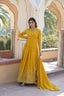 Yellow Embroidered Faux Georgette Gown with Dupatta ClothsVilla
