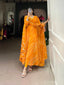 Yellow Leheriya Georgette Gown with Dupatta – Festive Elegance with Lace Touch-Up