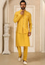 Yellow Men's Silk Kurta Pajama Set ClothsVilla