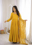 Yellow Roman Silk Anarkali Gown ClothsVilla