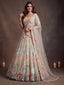 White Soft Net Lehenga Choli with Thread & Sequin Embroidery ClothsVilla