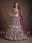 Wine Soft Net Lehenga Choli with Thread & Sequin Embroidery ClothsVilla