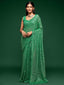 Lovely Mint Green Sequined Georgette Party Wear Saree ClothsVilla