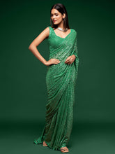 Load image into Gallery viewer, Lovely Mint Green Sequined Georgette Party Wear Saree ClothsVilla