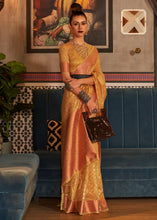 Load image into Gallery viewer, Honey Mustard Zari Woven Tissue Silk Saree Clothsvilla