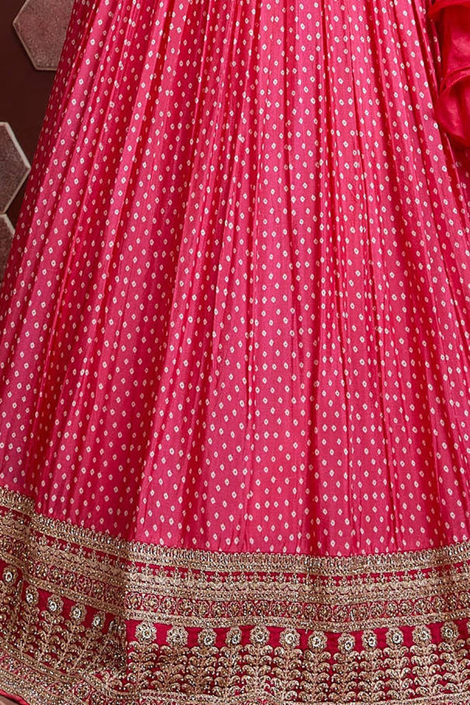 Impressive Pink Digital Print Chinnon Silk Engagement Wear Lehenga Choli ClothsVilla