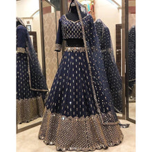 Load image into Gallery viewer, Navy Blue Color Lehenga Choli with Foil Mirror and Embroidery Zari work ClothsVilla
