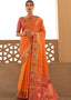 Amber Orange Woven Soft Banarasi Silk Saree with Contrast Pallu & Blouse Clothsvilla