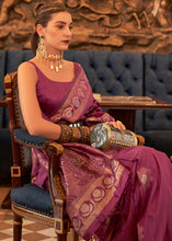 Load image into Gallery viewer, Royal Purple Woven Tussar Silk Saree with Sequins Work Clothsvilla