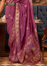 Load image into Gallery viewer, Royal Purple Woven Tussar Silk Saree with Sequins Work Clothsvilla