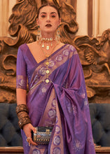 Load image into Gallery viewer, Indigo Purple Woven Tussar Silk Saree with Sequins Work Clothsvilla